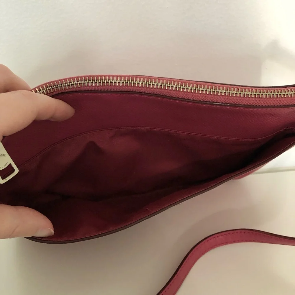 Coach Pink Crossgrain Leather East West Crossbody Bag
